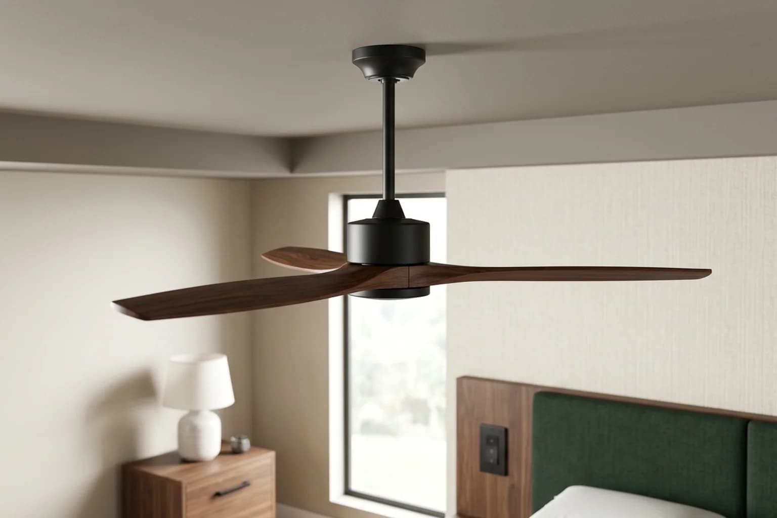 Guestroom ceiling fans — hero view