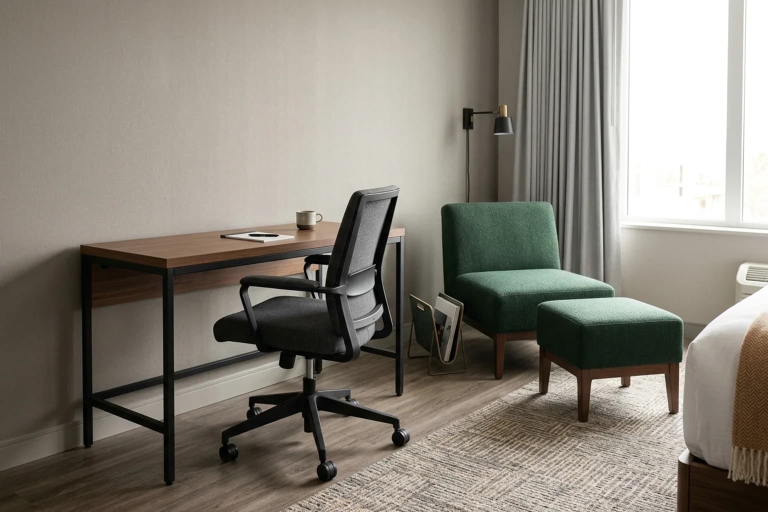 Guestroom desks and seating — hero view