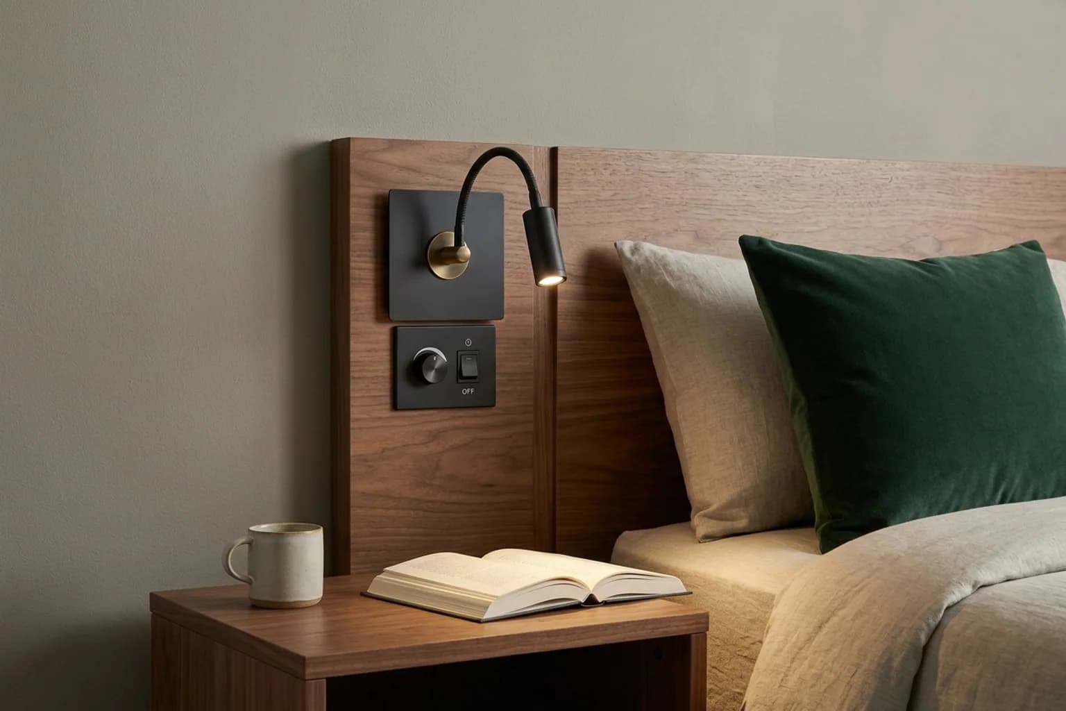Bedside reading lights — hero view
